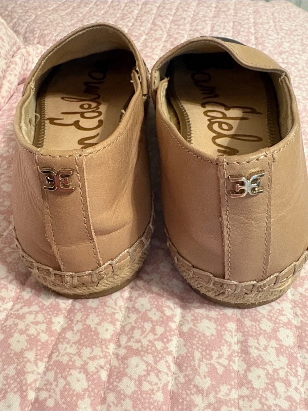 Sam Edelman Tan and Black Leather Espadrille Slip-Ons